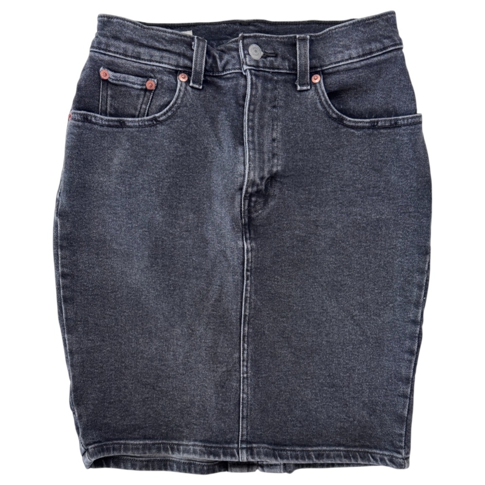 LEVI'S PREMIUM - BLACK STRETCH DENIM MINI SKIRT - XS -26